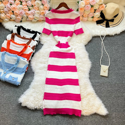 YuooMuoo Brand Fashion V-neck Women Knit Long Dress 2025 New Elegant Office Lady Wrap Hips Split Bodcyon Sweater Dress Vestidos