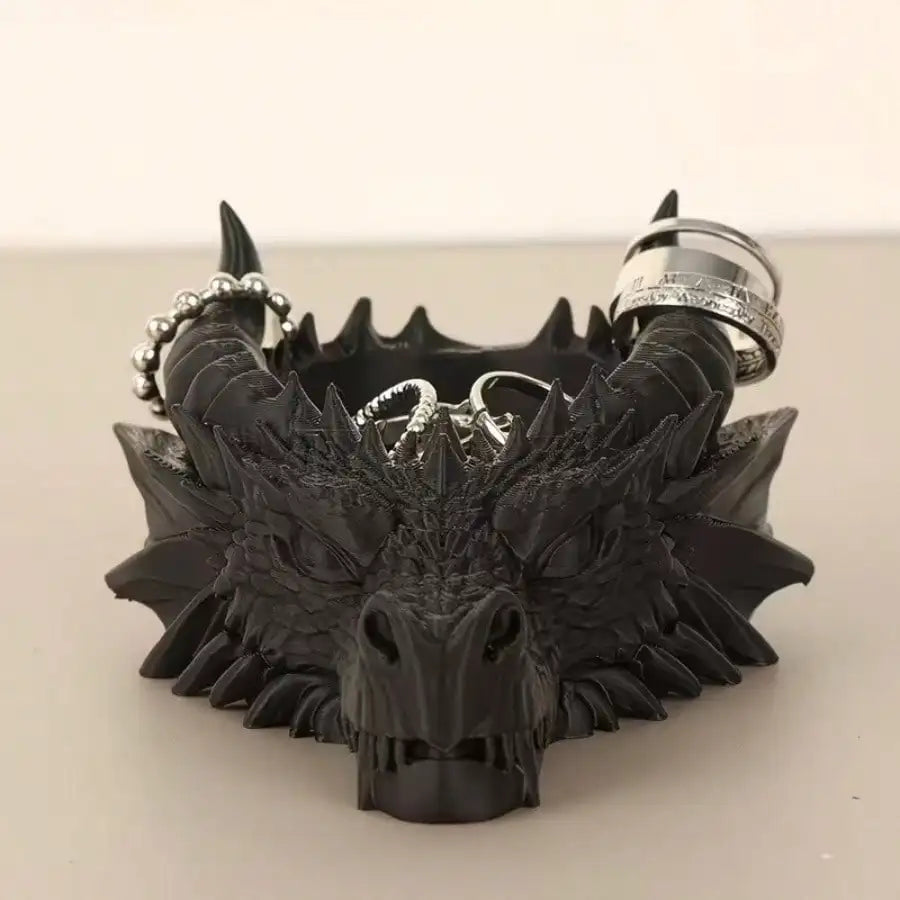 Dragon Head Resin Storage Tray Key Holder Jewelry Organizer Gothic Entryway Decor for Keys Coins Rings Gift for Dragon Lovers