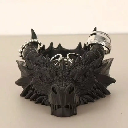 Dragon Head Resin Storage Tray Key Holder Jewelry Organizer Gothic Entryway Decor for Keys Coins Rings Gift for Dragon Lovers