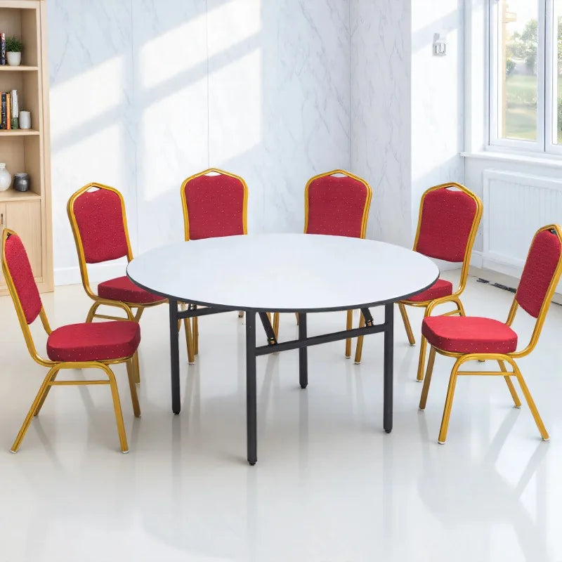 Round Folding Tables for Hotel Banquet Halls, Events, Parties and Weddings; Round Banquet Tables; White Simple Dining Tables