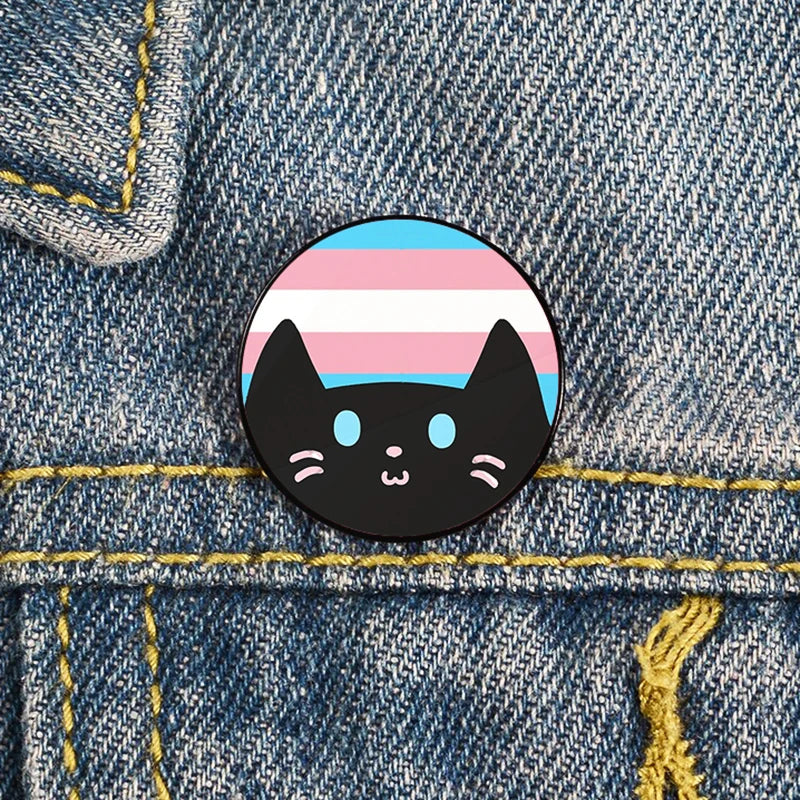 Lapel teacher tote Bag backpacks Badge Cartoon gift Pines Brooch for women Non Binary Pride cat Pins Custom cute Pines Shirt