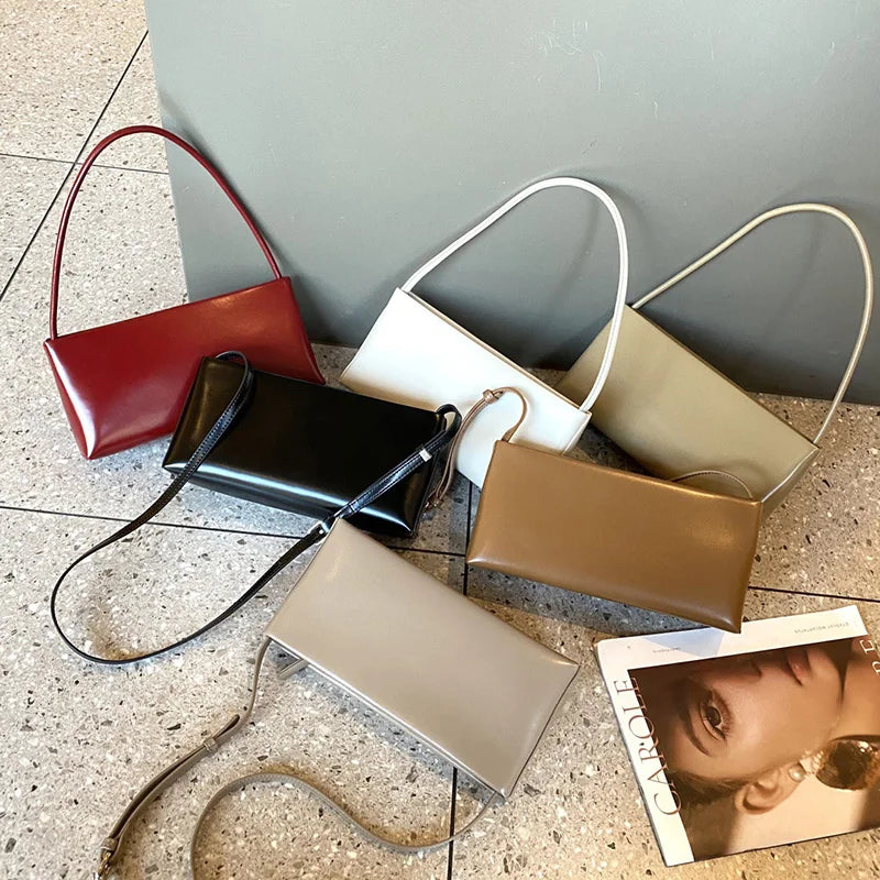 2026 Summer New Female Underarm Bag Women's Genuine Leather Shoulder Crossbody Bags High Quality Cowhide Ladies Simple Handbags