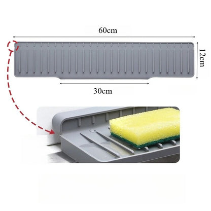Silicone Sink Water Absorbent Tray Anti-slip Splash-proof Kitchen Sink Tea Cup Holder Kitchen Slope Sink Drain Pad Narrow Edge