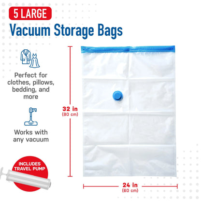 Vacuum Storage Bags, 15-Pack Space Saver Vacuum Storage Bags, Vacuum Seal Bags for Clothing, Clothes, Comforters and Blankets
