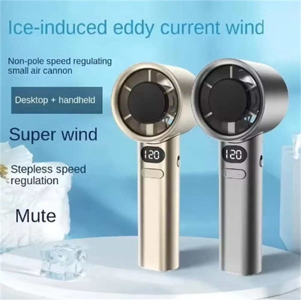 Portable Handheld Fan 120 Wind Speeds Mini Bladeless Hand Fan USB Rechargeable Highspeed Fans Camping Electric Fans Air Cooler