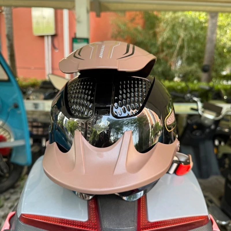 Electric Motorcycle Helmet Breathable Sun Protection Double Lens Safety Helmet Cooling and Rainproof Equipment