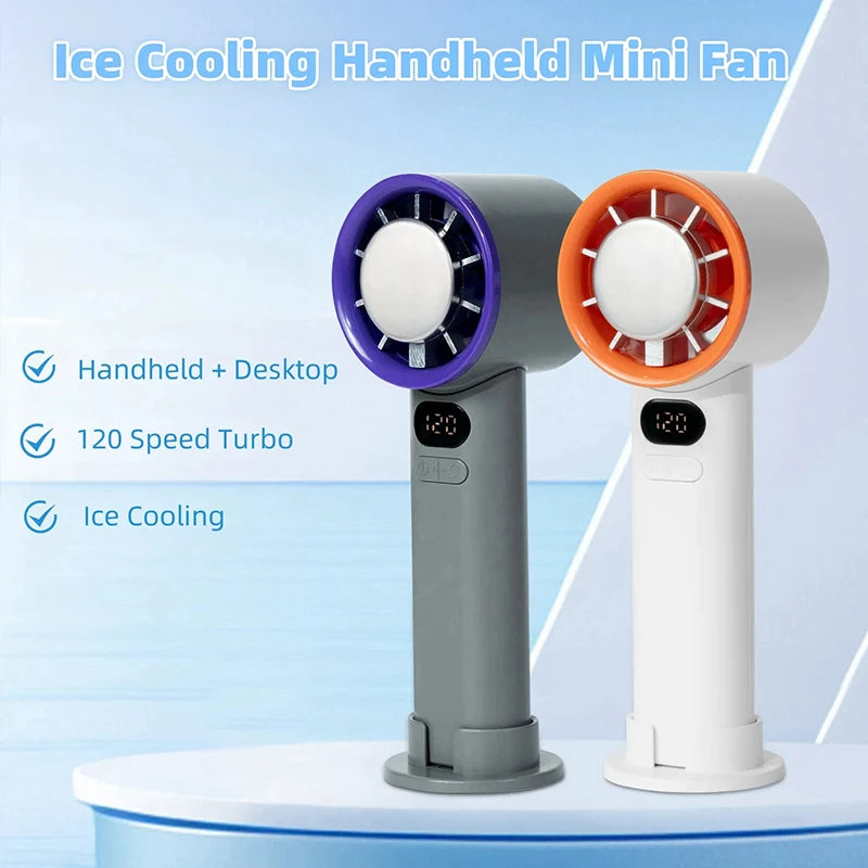 Lenovo 3000mAh Handheld Mini Fan Electric Hand Fans Ice Compress High-Speed Cooling USBRechargeable Portable LED Digital Display