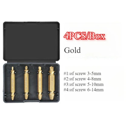 Screw Extractor Drill Bit Damaged Stripped Broken Screw Bolt Remover Extractor Easily Take Out Demolition Tools 4PCS Set
