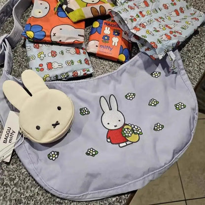 Miffy Embroidered Underarm Bag Cartoon Cute Shoulder Bag Large Capacity Handbag Kawaii Anime Printed Bag Holiday Gift