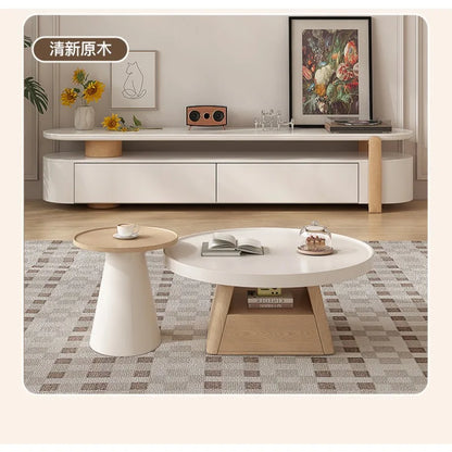 Middle-aged Style Coffee Table Modern Simple Living Room Home New Style Light Luxury High-end Small Apartment Round Coffee Table