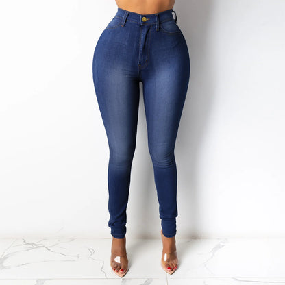 Botvotee Skinny Pencil Jeans for Women High Waisted Casual Elegant Office Denim Pants Blue White Black Elastic Jeans Woman