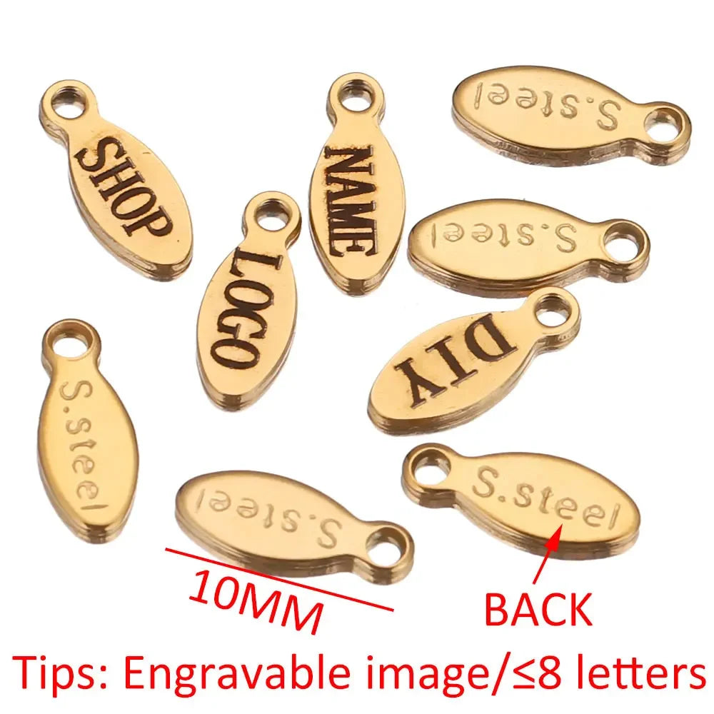 50pcs Customized Custom Laser Engrave Name LOGO Stainless Steel Personalized Necklace Extend Chain Tail Tag Jewelry Wholesale