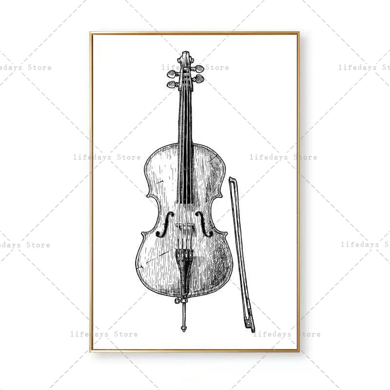 Canvas Painting Modern Minimalist Piano Violin Drum Kit Musical Instrument Print Wall For Piano Room Home Decor Wall Decor