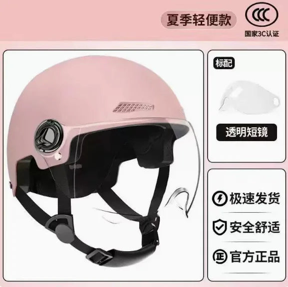 Motorcycle Open Face Helmet with Visor, Safety Scooter Helmet for Electric Bike & Cycling