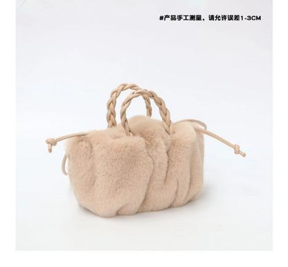 Autumn and winter versatile simple solid color portable hair bag women's autumn and winter new pleated cloud bag high-end plush