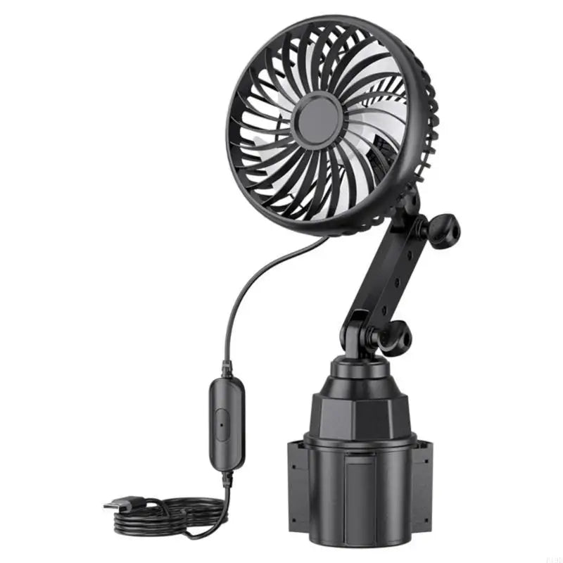 Portable 5V Car USB Powered Fan for Cup Holder Portable 360 Degree Rotation Low Noise 3 Speed Adjustable Cooling Fan F19E