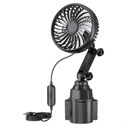Portable 5V Car USB Powered Fan for Cup Holder Portable 360 Degree Rotation Low Noise 3 Speed Adjustable Cooling Fan F19E