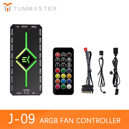 ARGB Hub 5V 3PIN ARGB&4PIN PWM Fan Controller Synchronized For PC/Computer Case Fan Light Bottom Magnetic with Remote Control