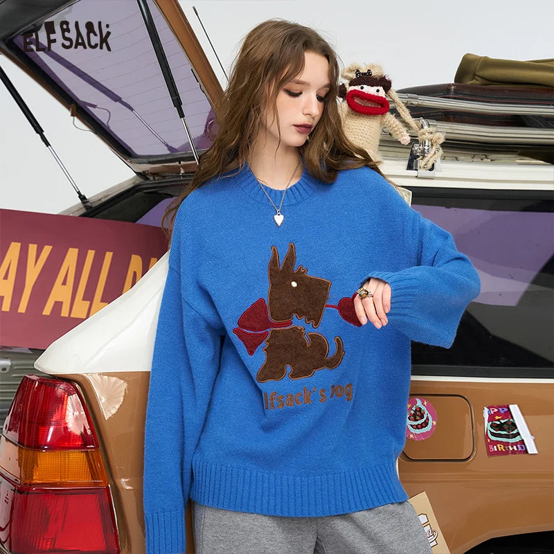ELFSACK 2024 Autumn New Arrivals Colorful Christmas Y2K sweater Knitwear for women