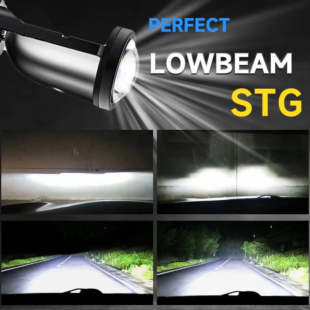 H4 LED Projector Motorcycle Headlight Bulbs Bi LED Lens Projector motorcycle accessories Mini Projector Lens Headlight Projector