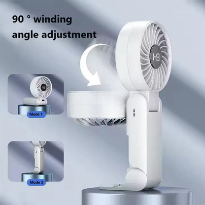 Foldable Handheld Fan with Digital Display, USB Rechargeable, Portable Mini Fan, Strong Airflow for Home and Travel