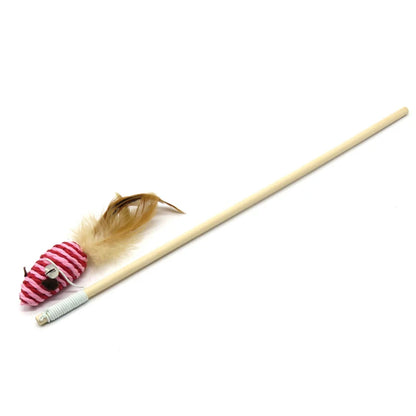Funny Pet Cat Toys Interactive Cat Teaser with Feather 40CM Wooden Stick Mice Fish Chick Katten Speelgoed Chats Pet Accessories