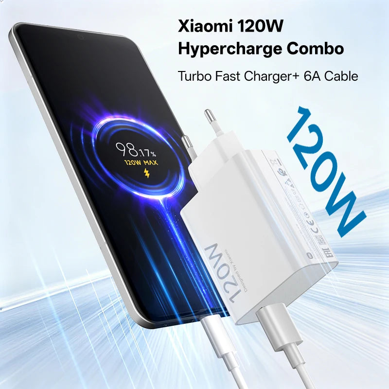 Original Xiaomi Charger 120W Fast Turbo Charge Hypercharge Adapter Xiaomi 12 13 14 15 17 Ultra Redmi Note 15 POCO F8 Ultra X7 X8