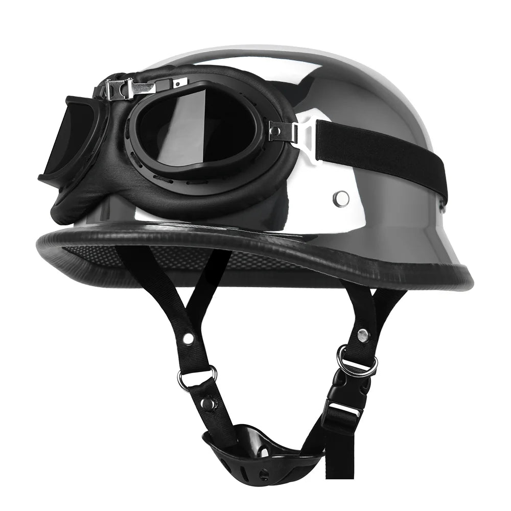 Motorcycle Half Helmet German Leather Vintage Helmet Casco Moto Motorcycle Open Face Helmet Biker Pilot DOT Certification S-XXL