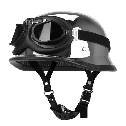 Motorcycle Half Helmet German Leather Vintage Helmet Casco Moto Motorcycle Open Face Helmet Biker Pilot DOT Certification S-XXL