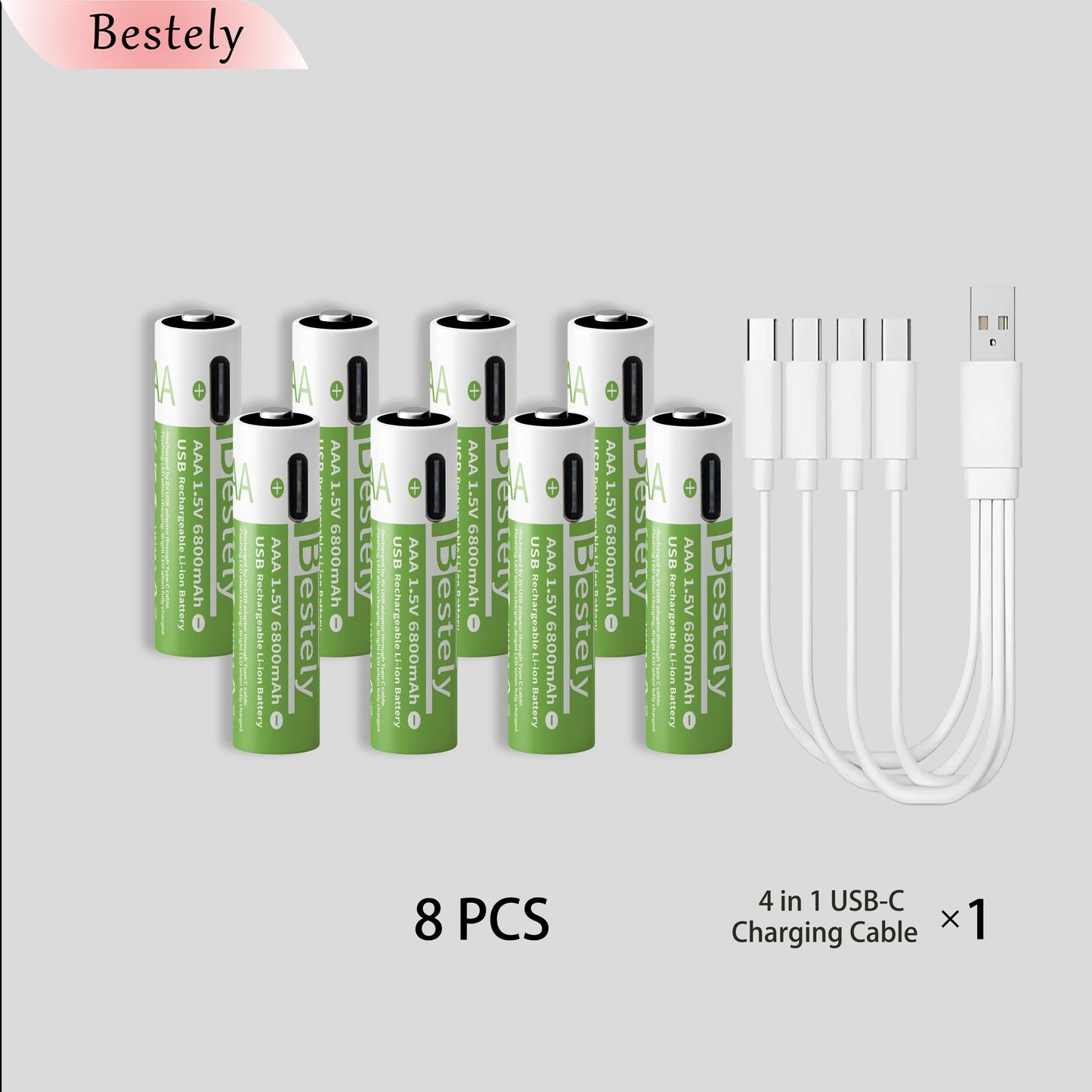 2026 Hot Rechargeable Battery Lithium-ion 1.5V AA1200mAh Rechargeable Battery 1.5V AAA6800mAh Battery with USB-C Cables