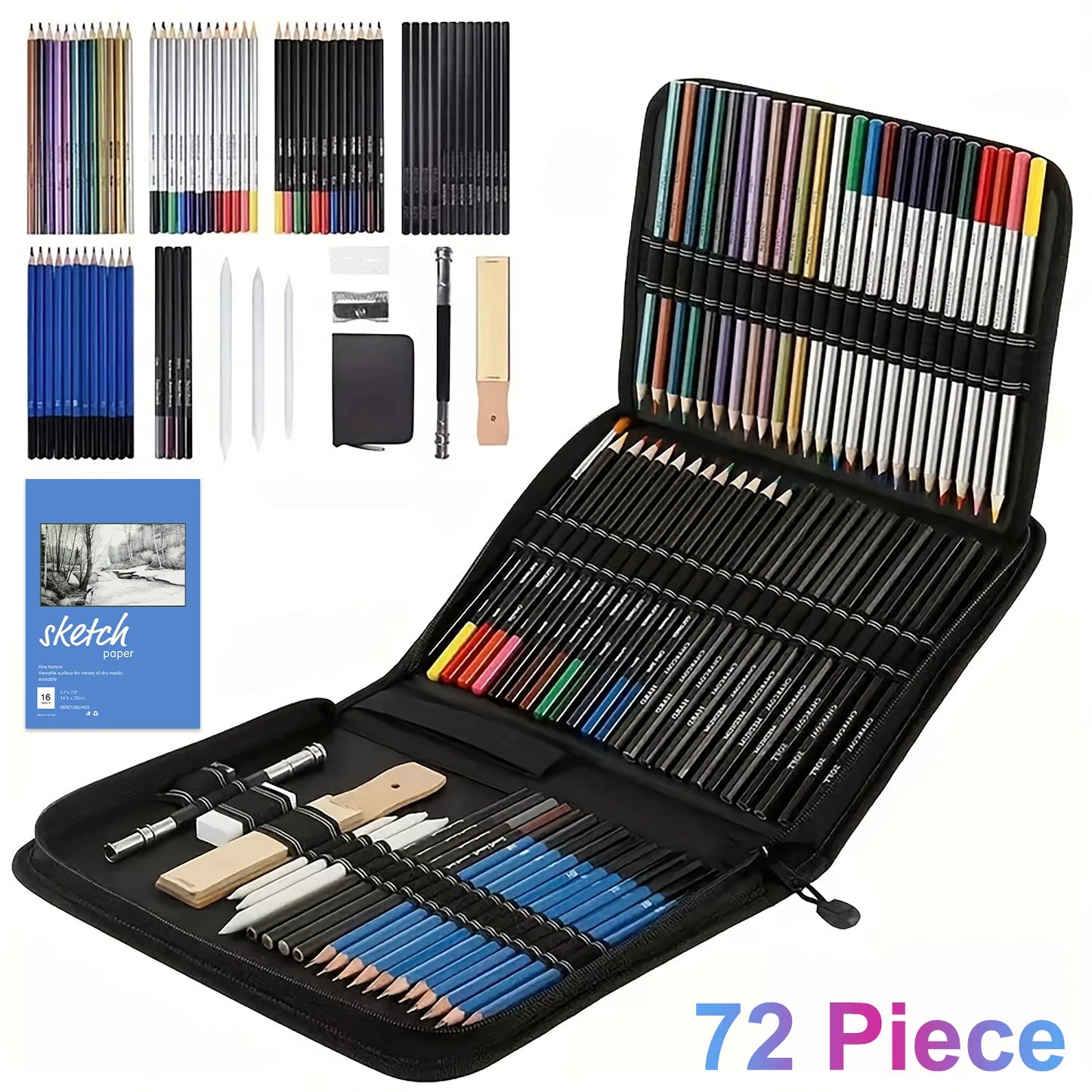 14-96 Pro Drawing Pencil Set,Sketch Pencils Art Supplies with Graphite,Charcoal,Erasers etc tool,Portable Zippered Travel Case