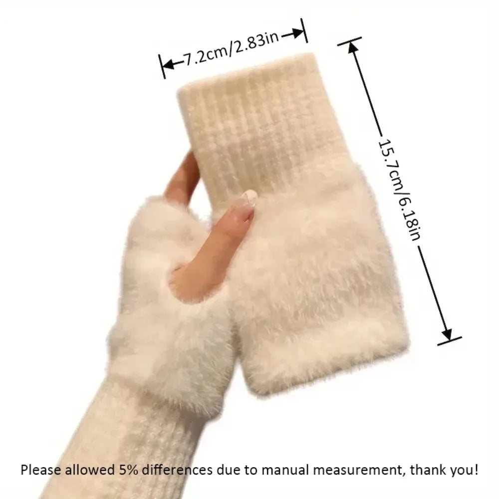 Women's warm and protective half-finger gloves suitable for spring, autumn and winter. Soft and comfortable.