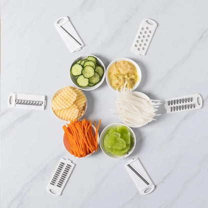 9 in 1 Multi-functional Vegetable Chopper Carrots Potatoes Manually Cut Shred Slicer Radish Grater with Container Kitchen Tools