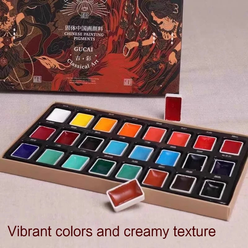 Chinese Painting Pigments 12/24 Color Classical Art Solid Pigments Portable Traditional Chinese Painting Drawing Art Supplies
