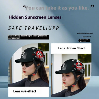 Motorcycle Helmet Retro German Classic Moto Helmet Casco Moto Half Helmet  Capacete De Moto with HD Visors