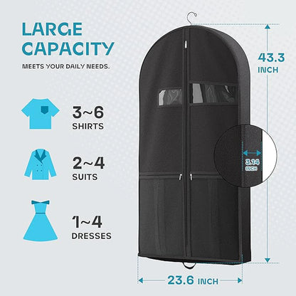 Garment Bags for Travel Clothes Dust Cover Hanging Garment Bags for Men Double Sides Zipper Large Pockets Storage Bag Closet Clo