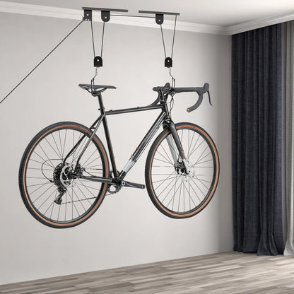  Bike Hoist for Ceiling Bicycle Storage Lift Heavy Duty Display Rack 60kg Load-Bearing Mountain Road Bike Ceiling Organizer