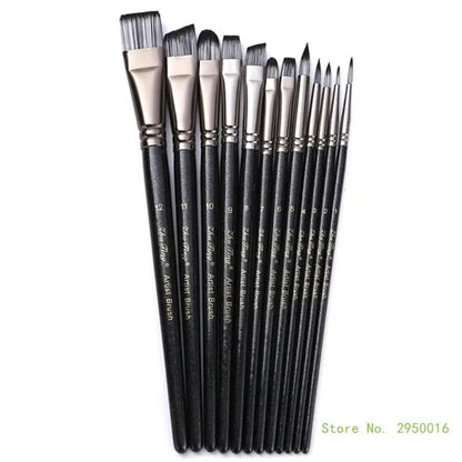 12PCS Artist Paintbrush Wood Handle Paint Brush for Kid Adult Watercolor Gouaches Oil Acrylic Painting Face and Body Art