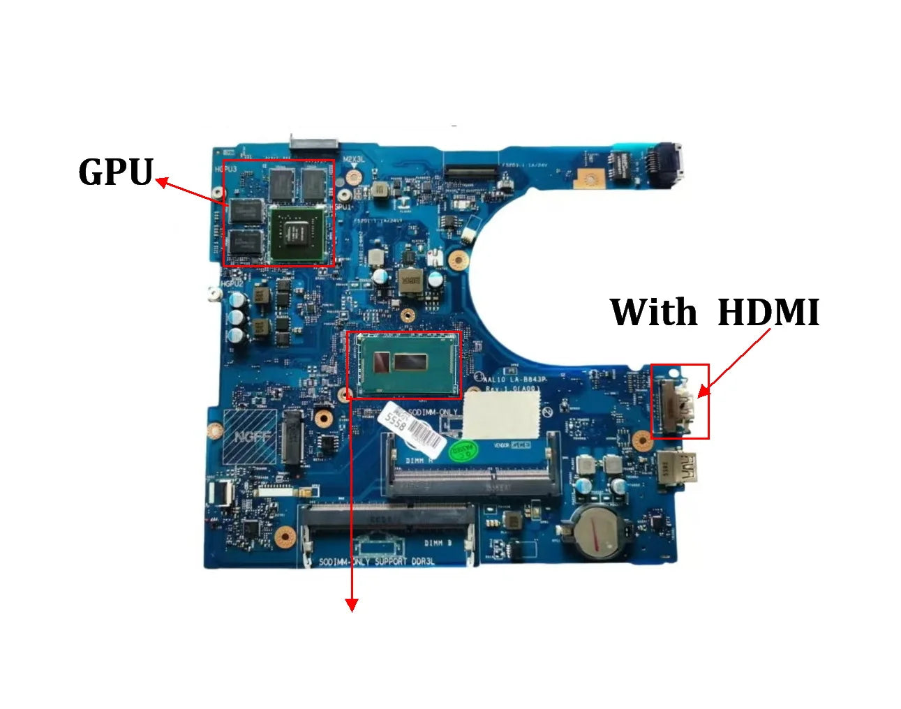 AAL10 LA-B843P For Dell inspiron 14 5458 15 5558 17 5758 Laptop Motherboard With i3 i5 i7 CPU UMA  920M GPU DDR3L TESTED GOOD