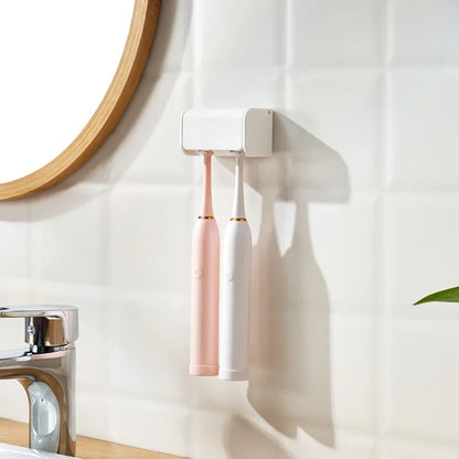Simple Adhesive Toothbrush Holder Dustproof Toothbrush Holder 2 Head Toothbrush Holder Bathroom Storage