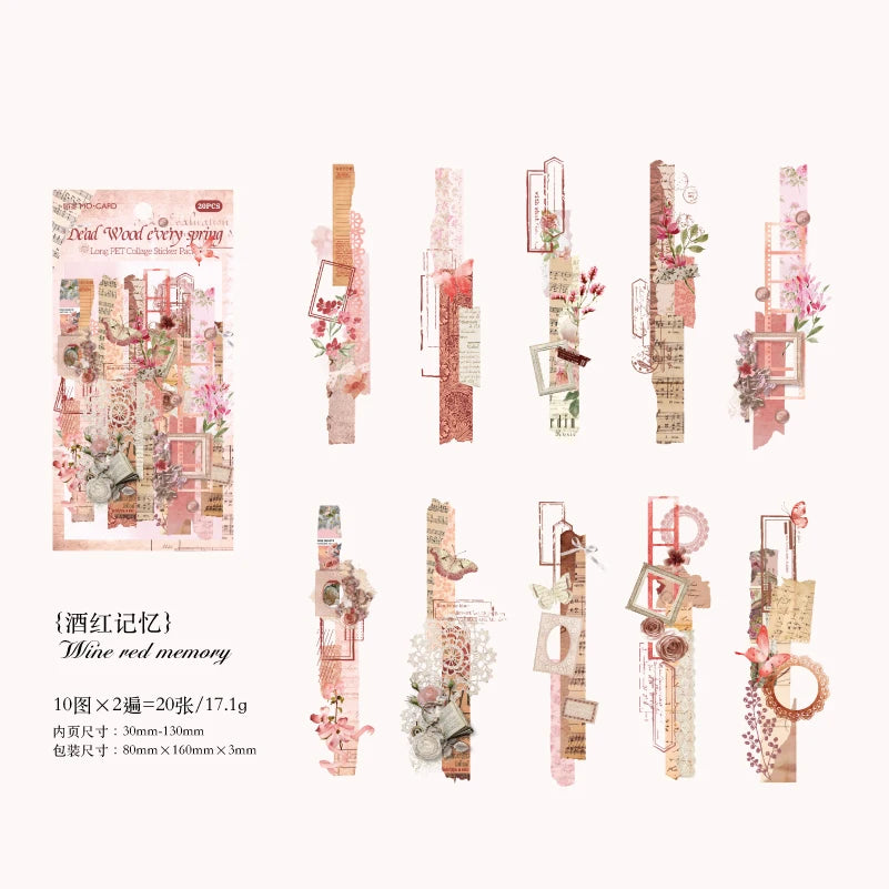 6 styles 20 pcs Paper lab series PET Material  Decorative Diy Diary Album Scrapbooking Material Junk Journal Supplies