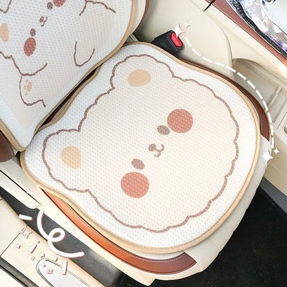 Comfortable Cute Car Seat Covers Ice Silk Cartoon Car Seat Protector Cushion Cute Car Accessories Universal Seat Covers Full Set