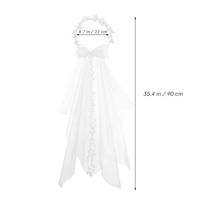 Bridal Flower Crown Headband Veil Artificial Floral Wedding Accessory Short Veil For Bride Bridesmaid Women Wedding Party Prom