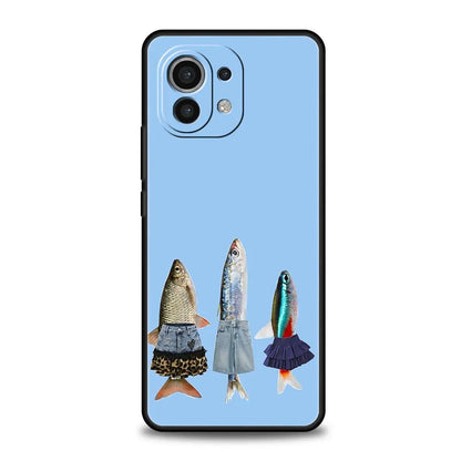 Phone Case Cover for Xiaomi Mi 17 15 14 13 12 11 Ultra 15T 14T 13T 12T 11T Pro Lite 5G Soft TPU Capas Funny Fish Sardines Laser