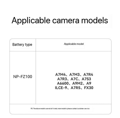 LLANO NP-FZ100 Camera Battery Fast Charging Box For Sony a7m4 for Sony a7m3 A7c A7R3 A7R4 7RM3 A9M2 DSLR Cameras