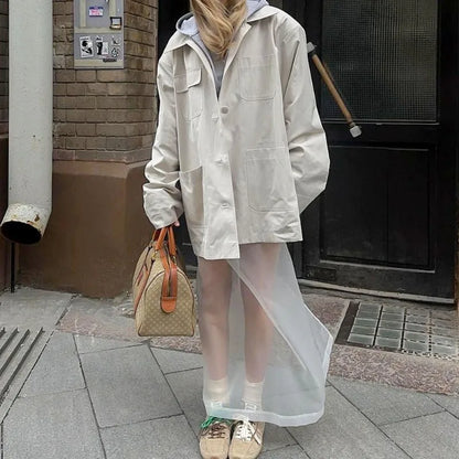 Talenza White Mesh High Waist Skirt Women's Sexy See-through Loose Straight Slit Skirt Elegant Solid Retro Patchwork Party Skirt
