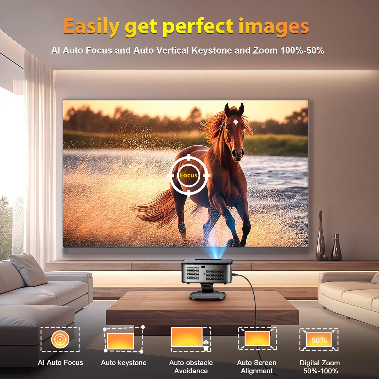 XIWBSY 2025 T08 Projector 40000Lumens Android Projector 8K Decode AutoFocus Projector LED Projector 1080P Home Theater Beamer