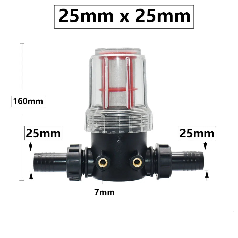 Transparent 60 Mesh Fine Filtration Water Filter With 20mm, 25mm Barbed Agriculture Tools Garden Irrigation Filter 1 Pcs