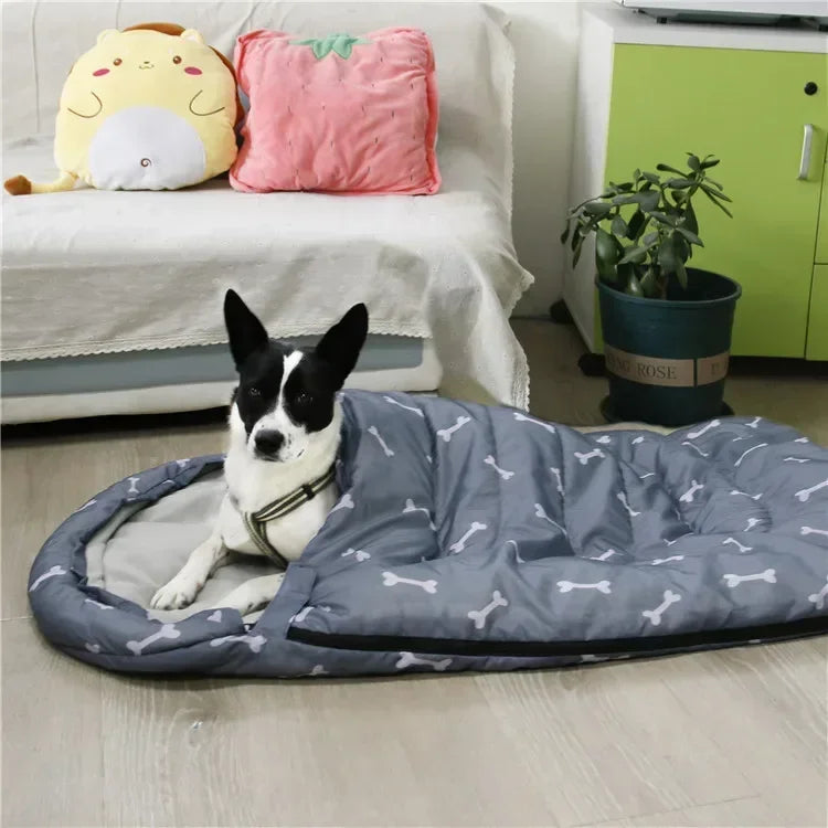 Dog Sleeping Bag Bone Pet Sleep Mat Outdoor Camping Warm Kennel Pad Dog Bed Blanket dog beds for medium dogs pet supplies puppy