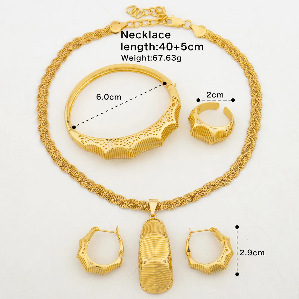 Fashion Jewelry Set for Women   Necklace and Earrings with Bracelet Ring Set for Weddings Party Jewelry Set Gifts ﻿